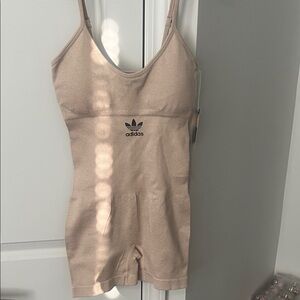 adidas Beige Seamless Scoop-Neck Active Romper